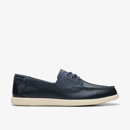 Bratton Boat Navy Leather Clarks Men