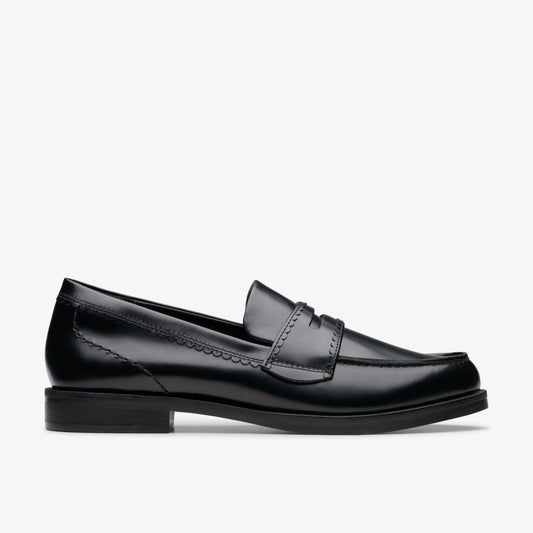 Straven Edge Black Leather Clarks Women