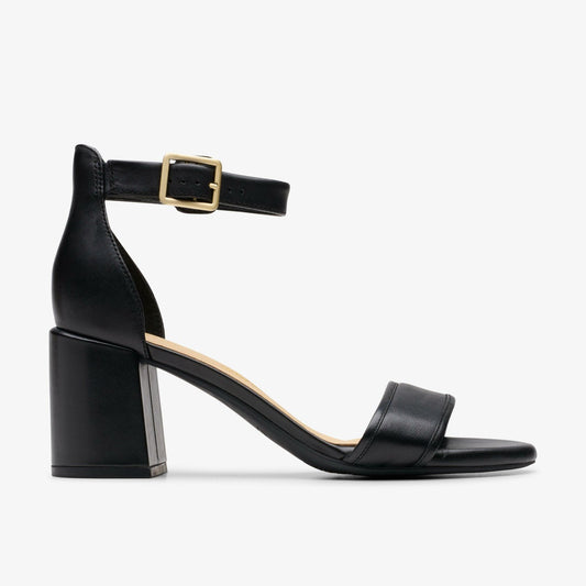 Ezoria Mae Black Leather Clarks Women