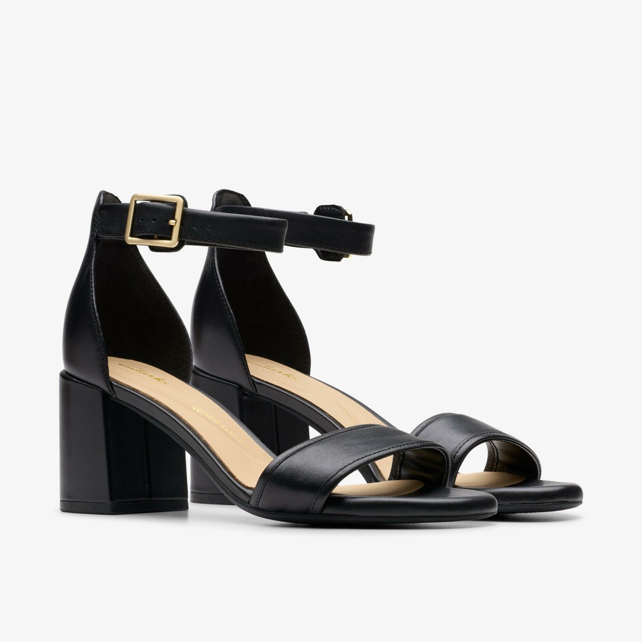 Ezoria Mae Black Leather Clarks Women