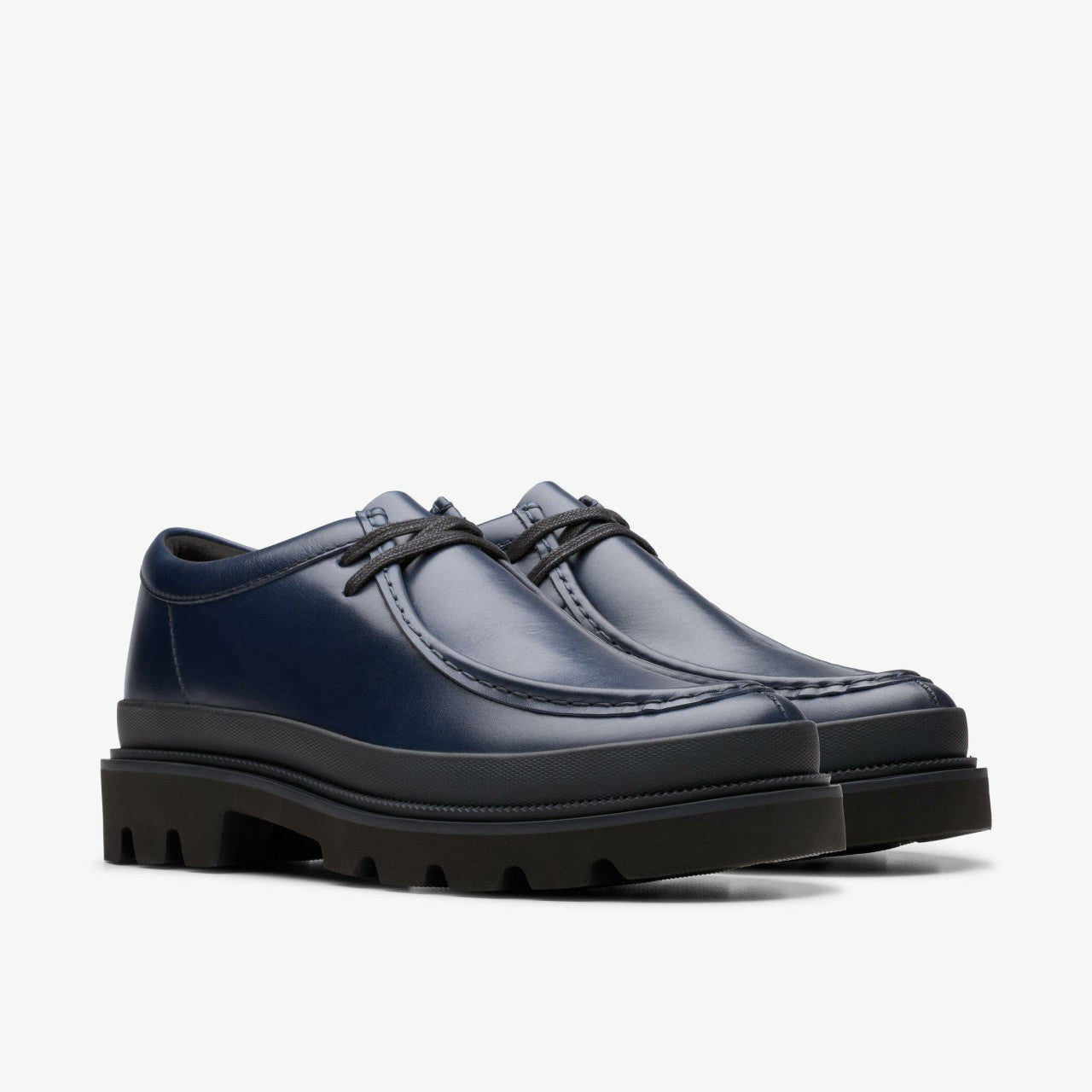 Badell Seam Navy Leather Clarks Men