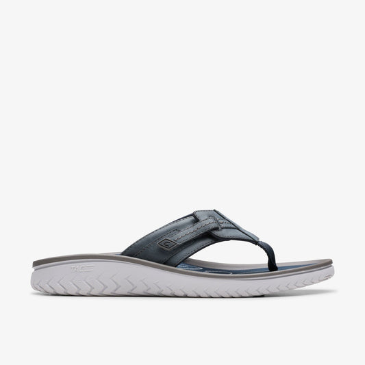 Wesley Sun Navy Leather Clarks Men