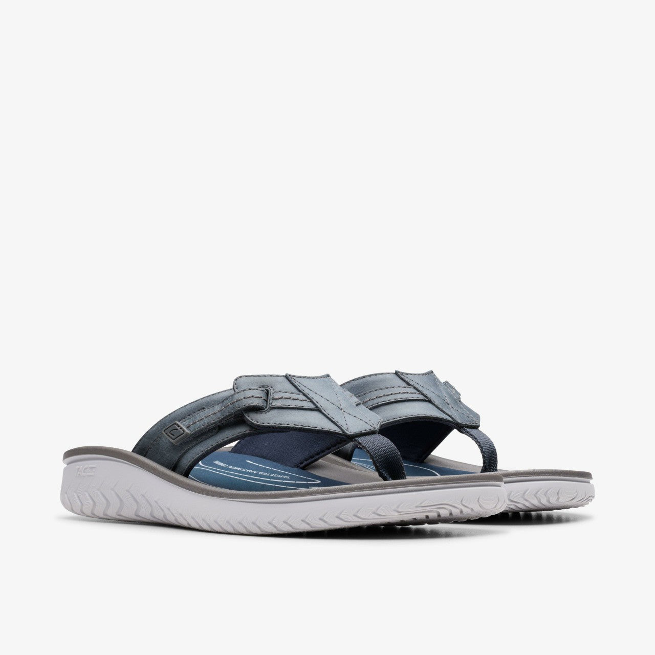 Wesley Sun Navy Leather Clarks Men