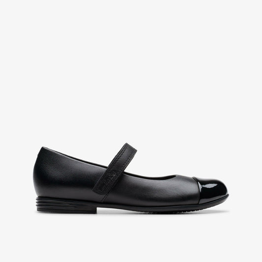 Finja Gem Kid Black Leather Clarks Kids