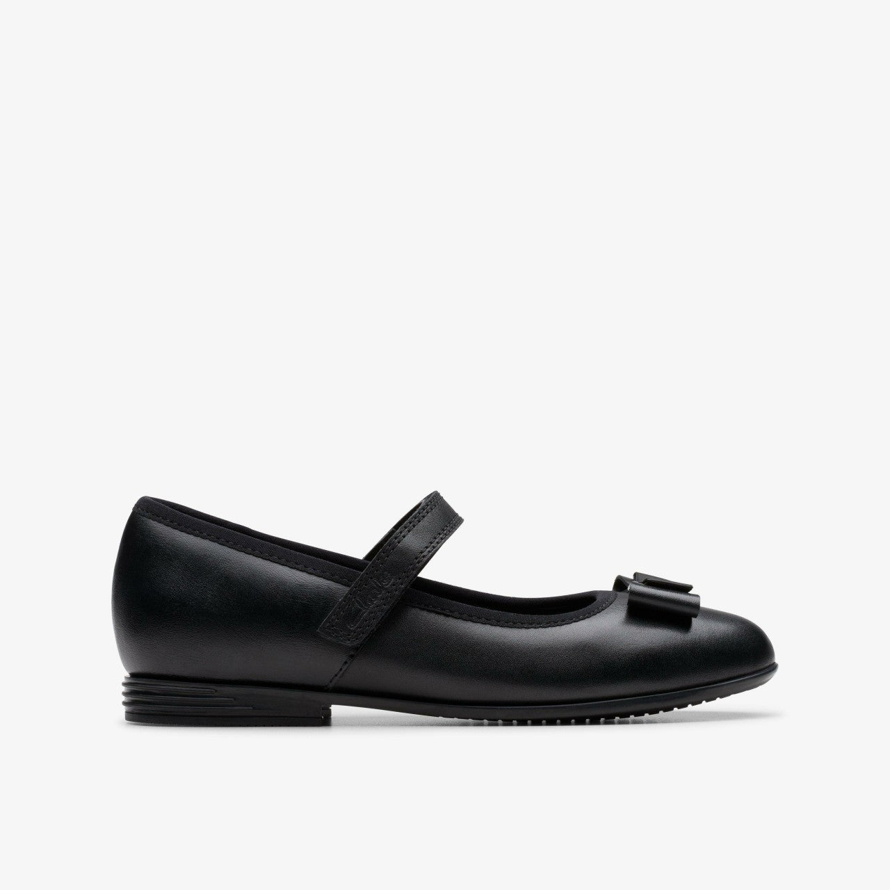 Finja Tap Older Black Leather Clarks Kids