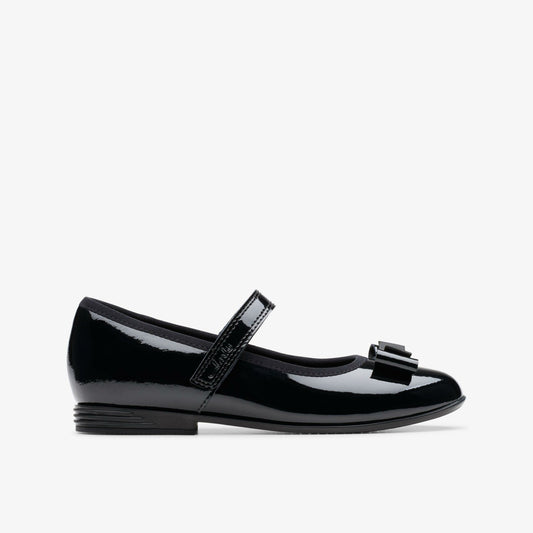 Finja Tap Older Black Patent Clarks Kids