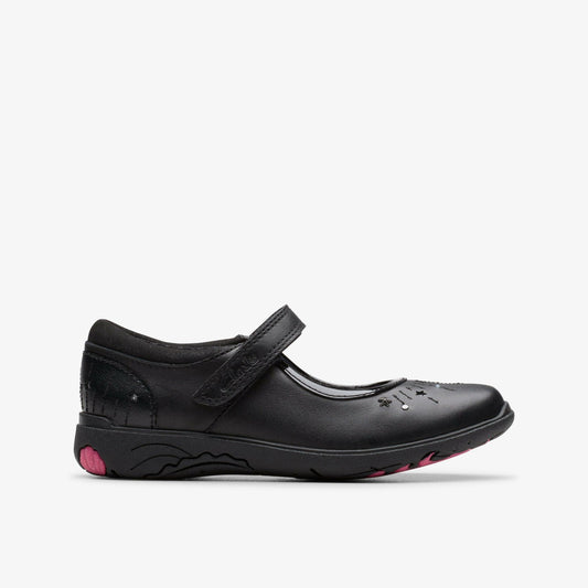 Relda Wish Kid Black Leather Clarks Kids
