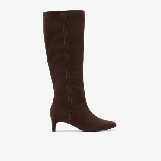 Edina Tall Dark Brown Suede Clarks Women