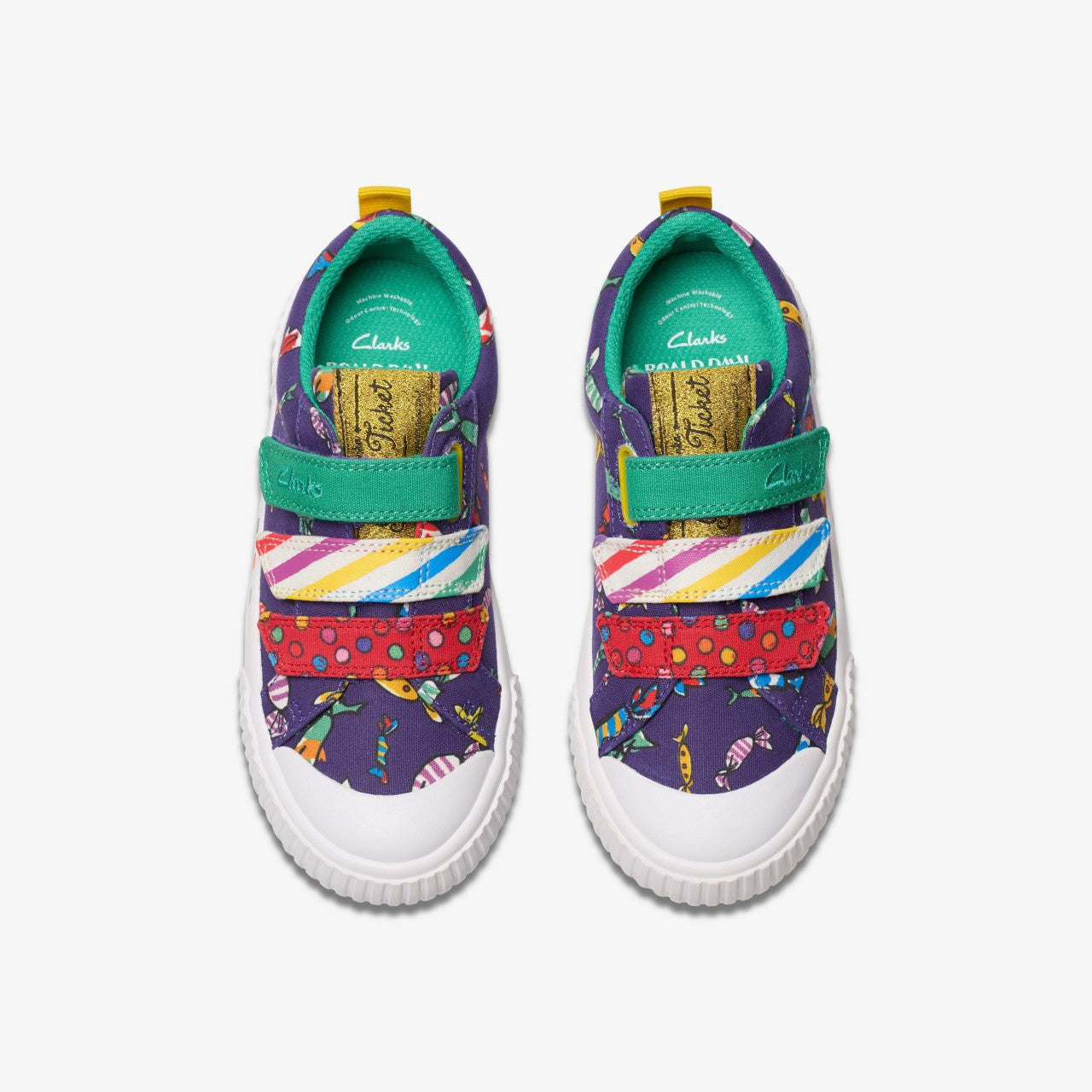 Roald Dahl Charlie & the Chocolate Factory Foxing Mix Kid Purple Canvas Clarks Kids