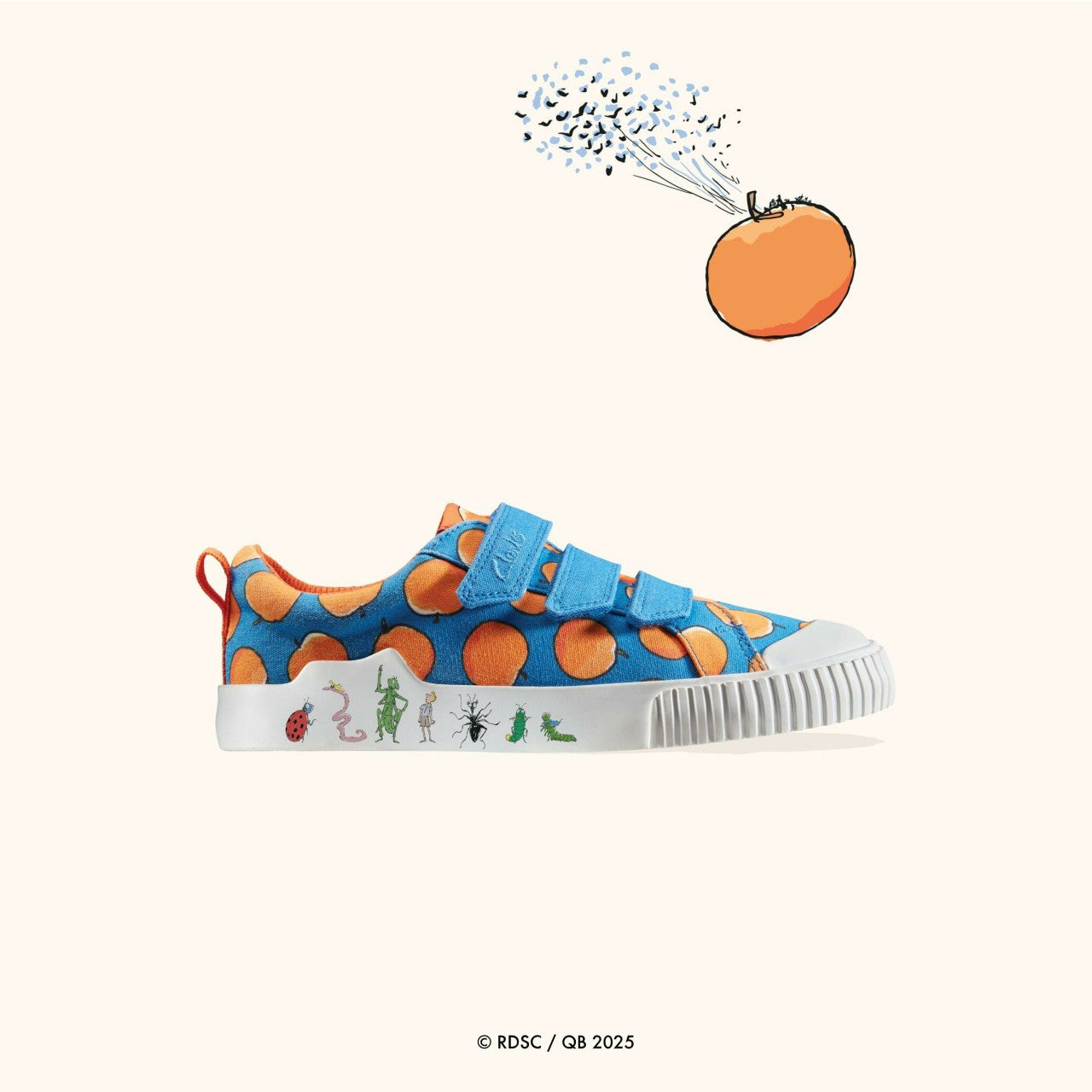 Roald Dahl James & the Giant Peach Foxing Air Kid Blue Canvas Clarks Kids