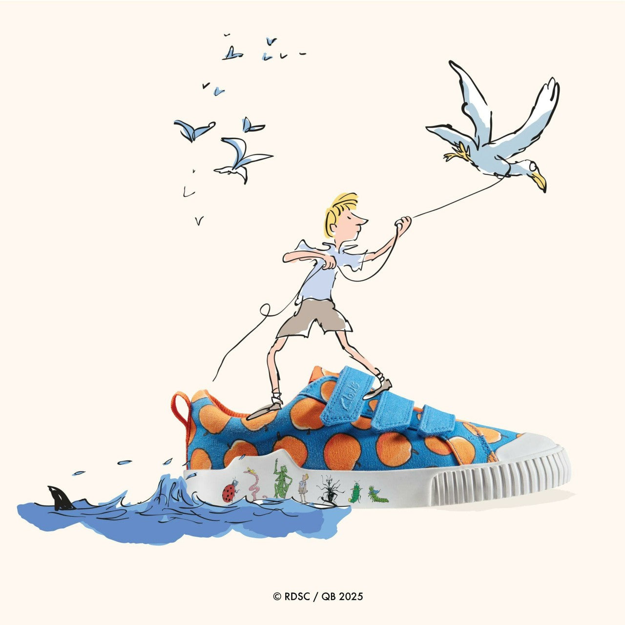 Roald Dahl James & the Giant Peach Foxing Air Kid Blue Canvas Clarks Kids