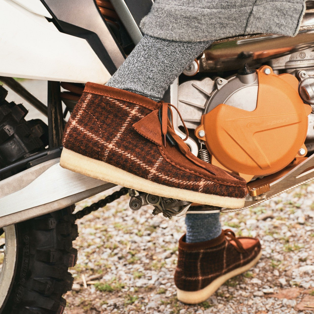 Wallabee Boot Rust Tweed Combination Clarks Men