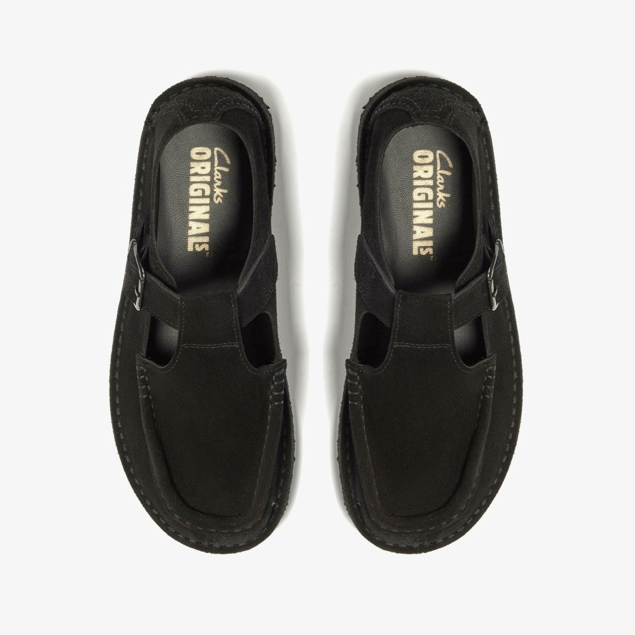 Nomad T Bar Black Suede Clarks Men