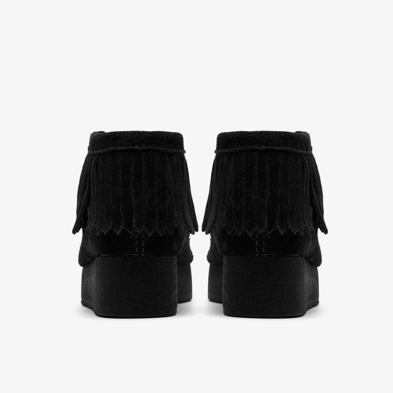 Wallabee Wedge Fringe Black Suede Clarks Women