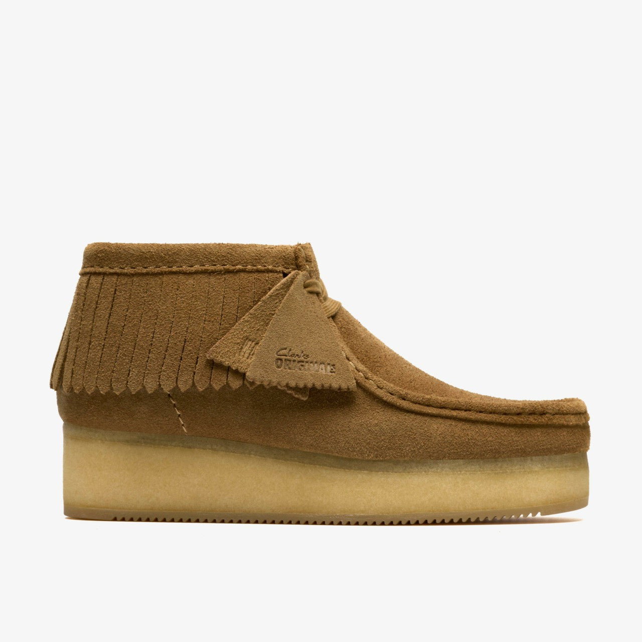 Wallabee Wedge Fringe Light Tan Suede Clarks Women
