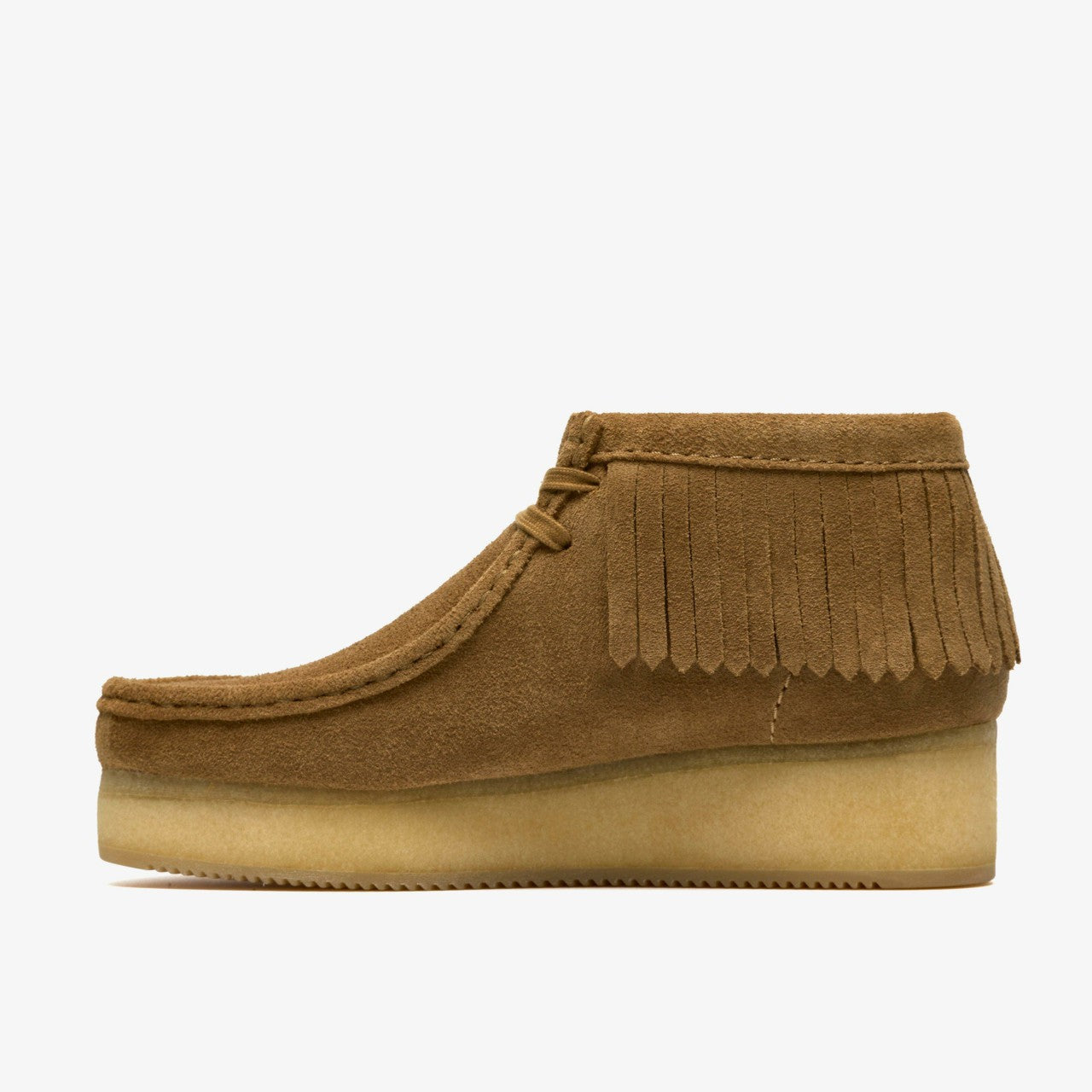 Wallabee Wedge Fringe Light Tan Suede Clarks Women