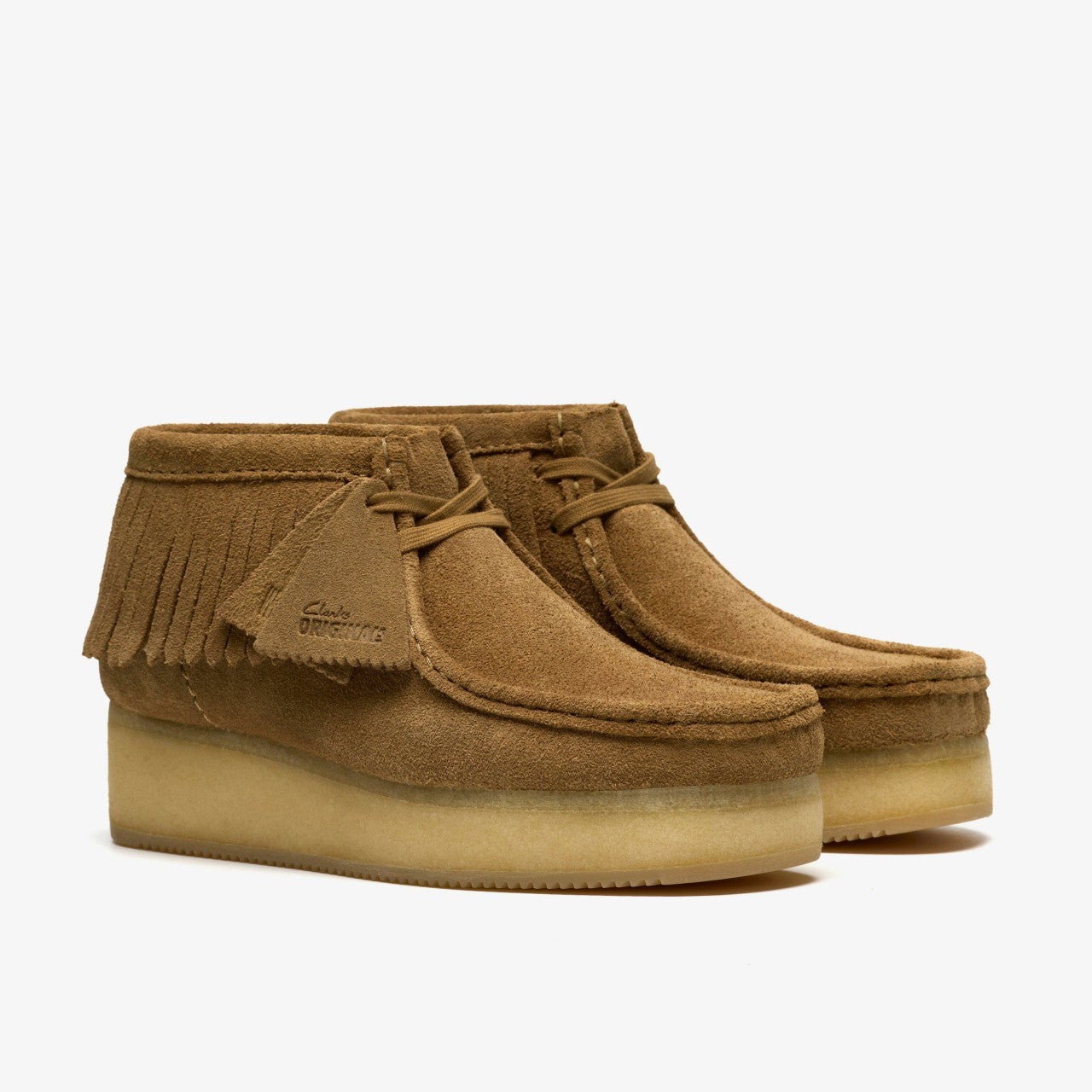 Wallabee Wedge Fringe Light Tan Suede Clarks Women