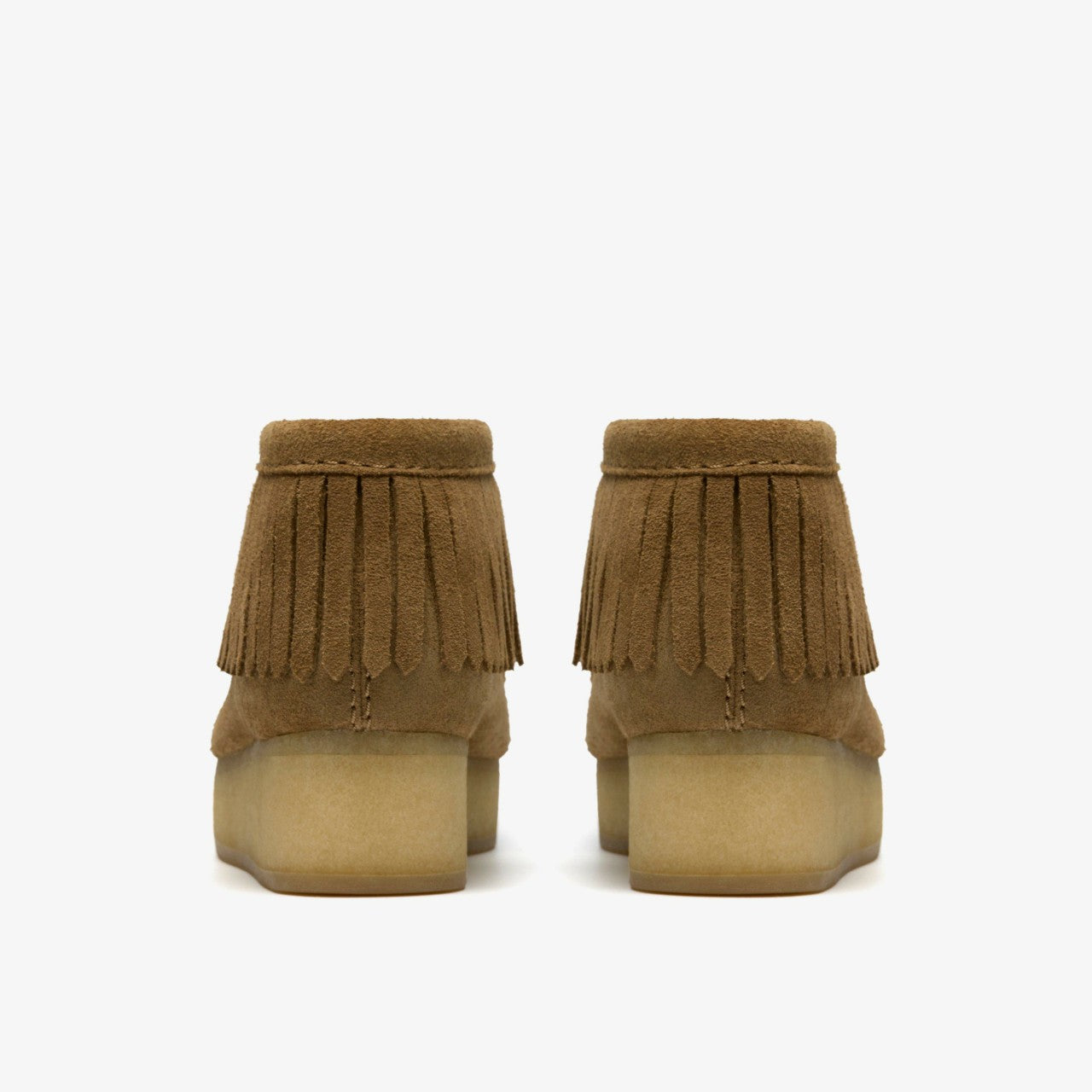 Wallabee Wedge Fringe Light Tan Suede Clarks Women
