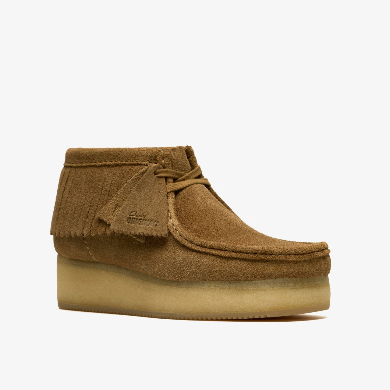 Wallabee Wedge Fringe Light Tan Suede Clarks Women