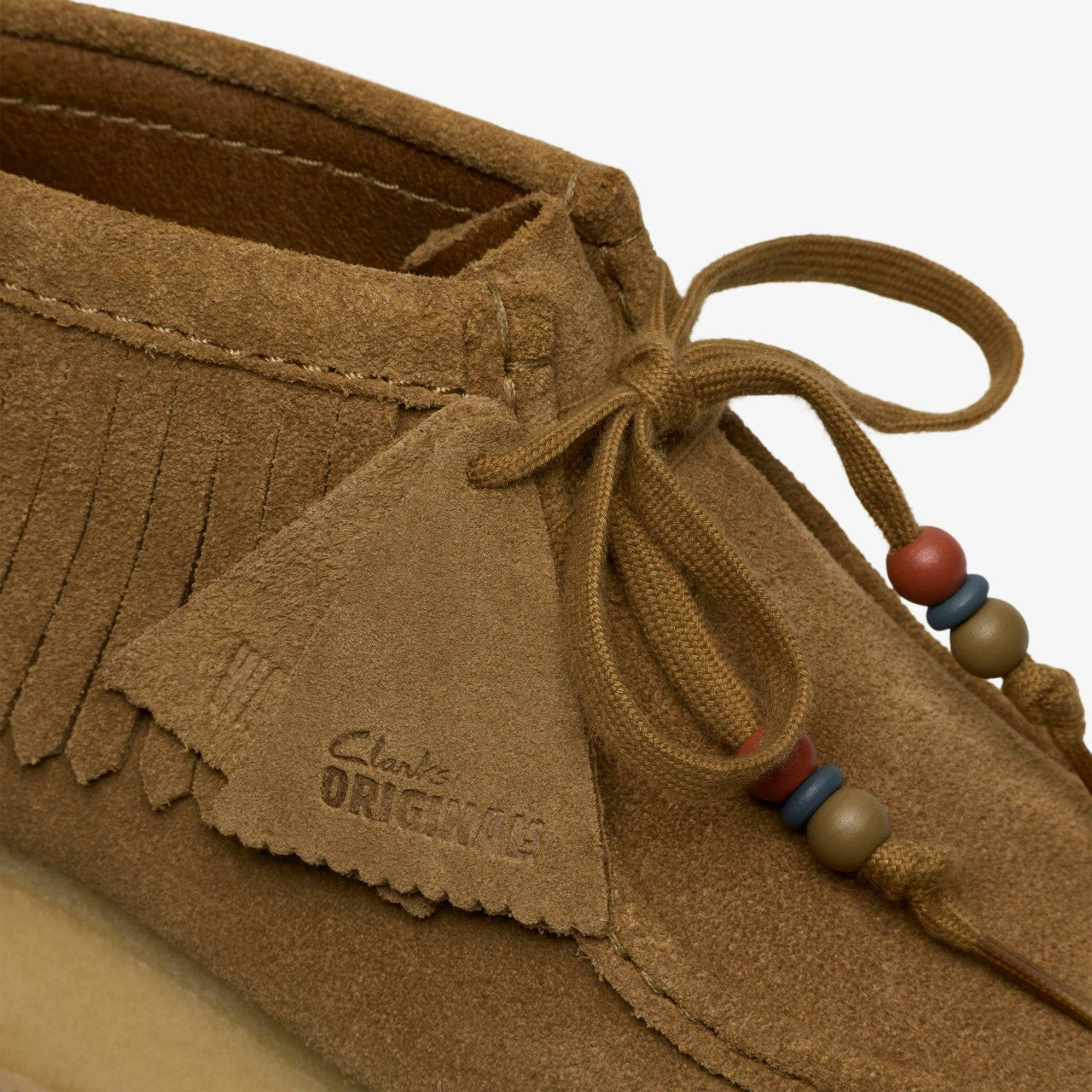 Wallabee Wedge Fringe Light Tan Suede Clarks Women