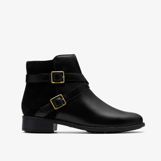 Havisham Bay Black Leather Clarks Women