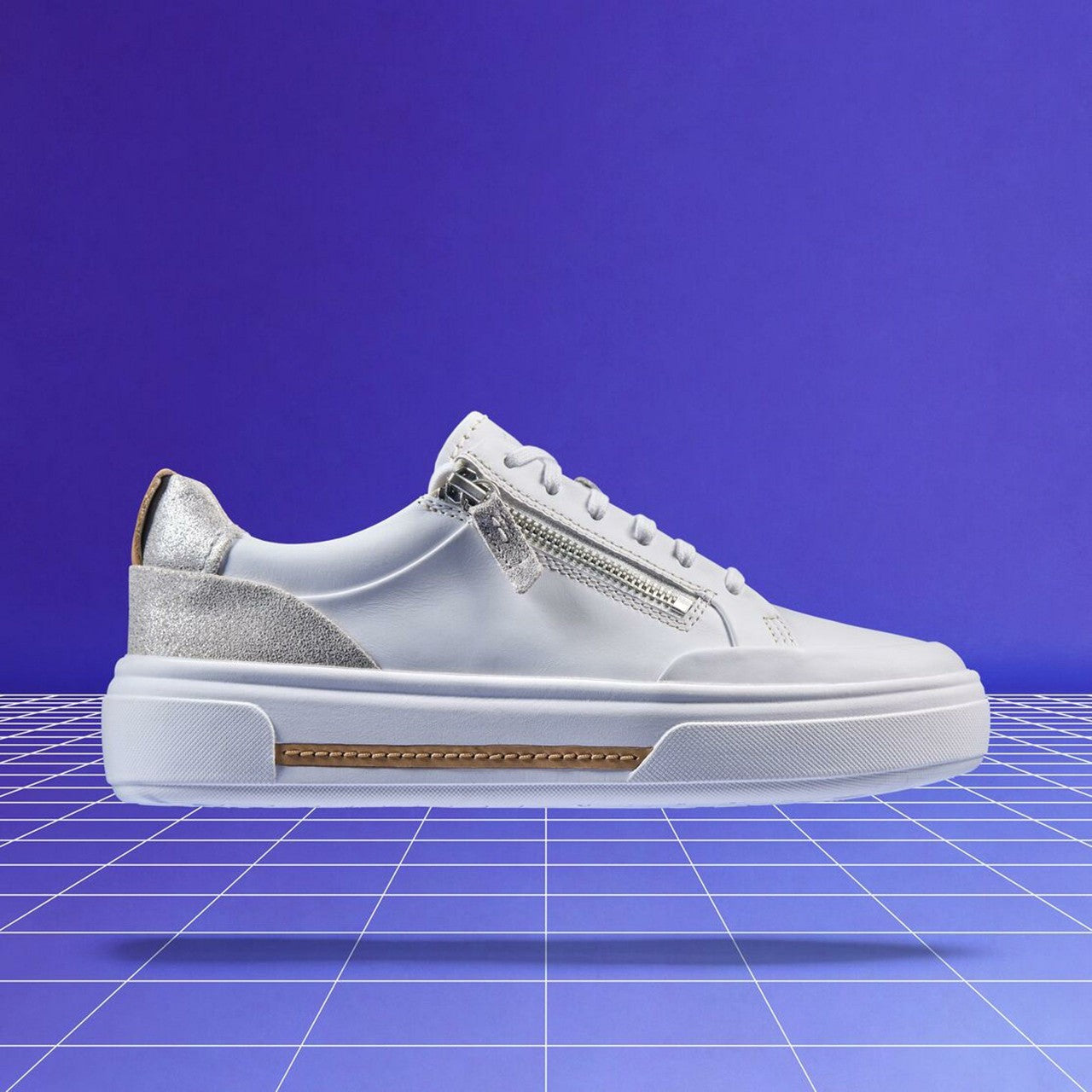 Hollyhock Zip Silver Combination Leather Clarks Women