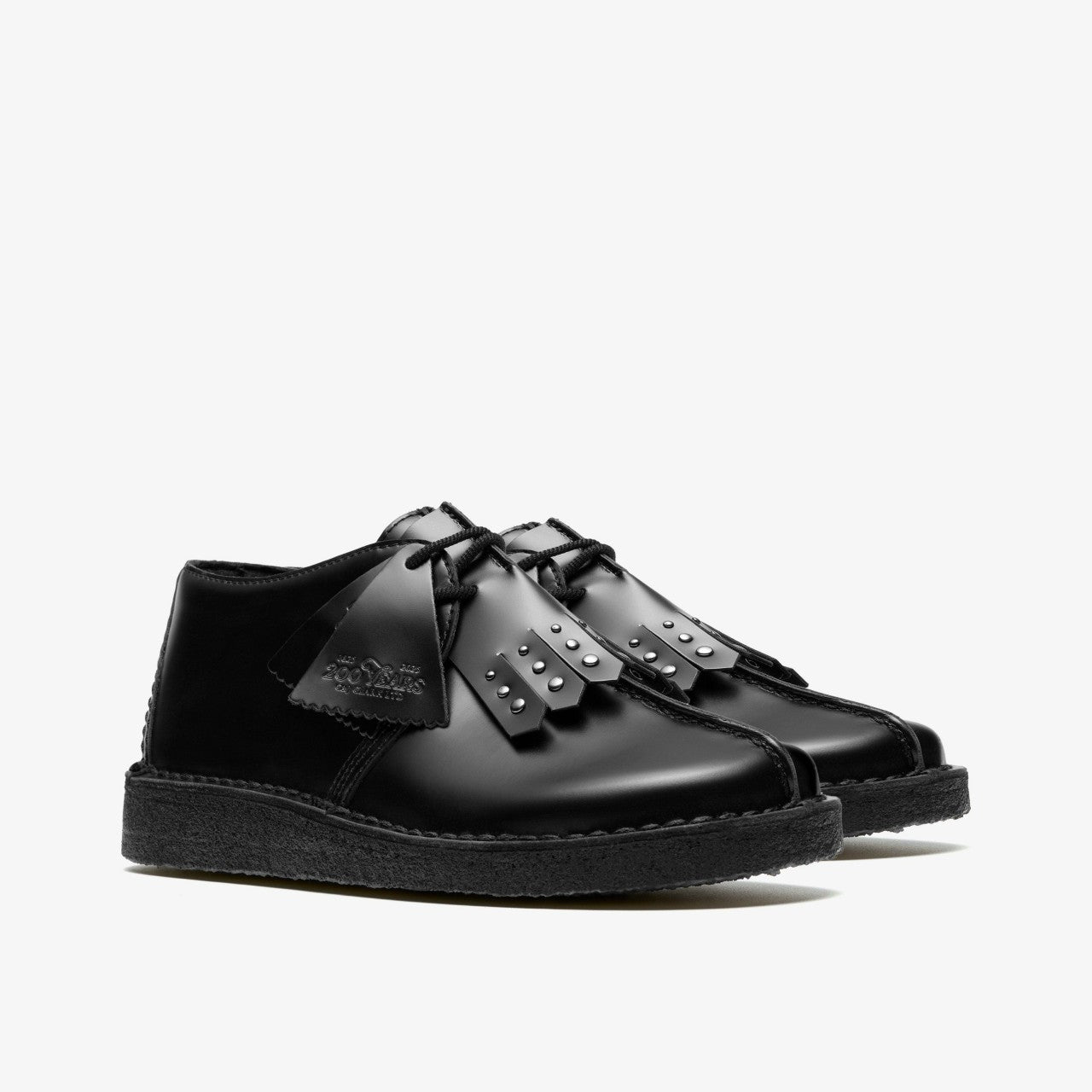 Desert Trek Black Hi Shine Leather Clarks Women