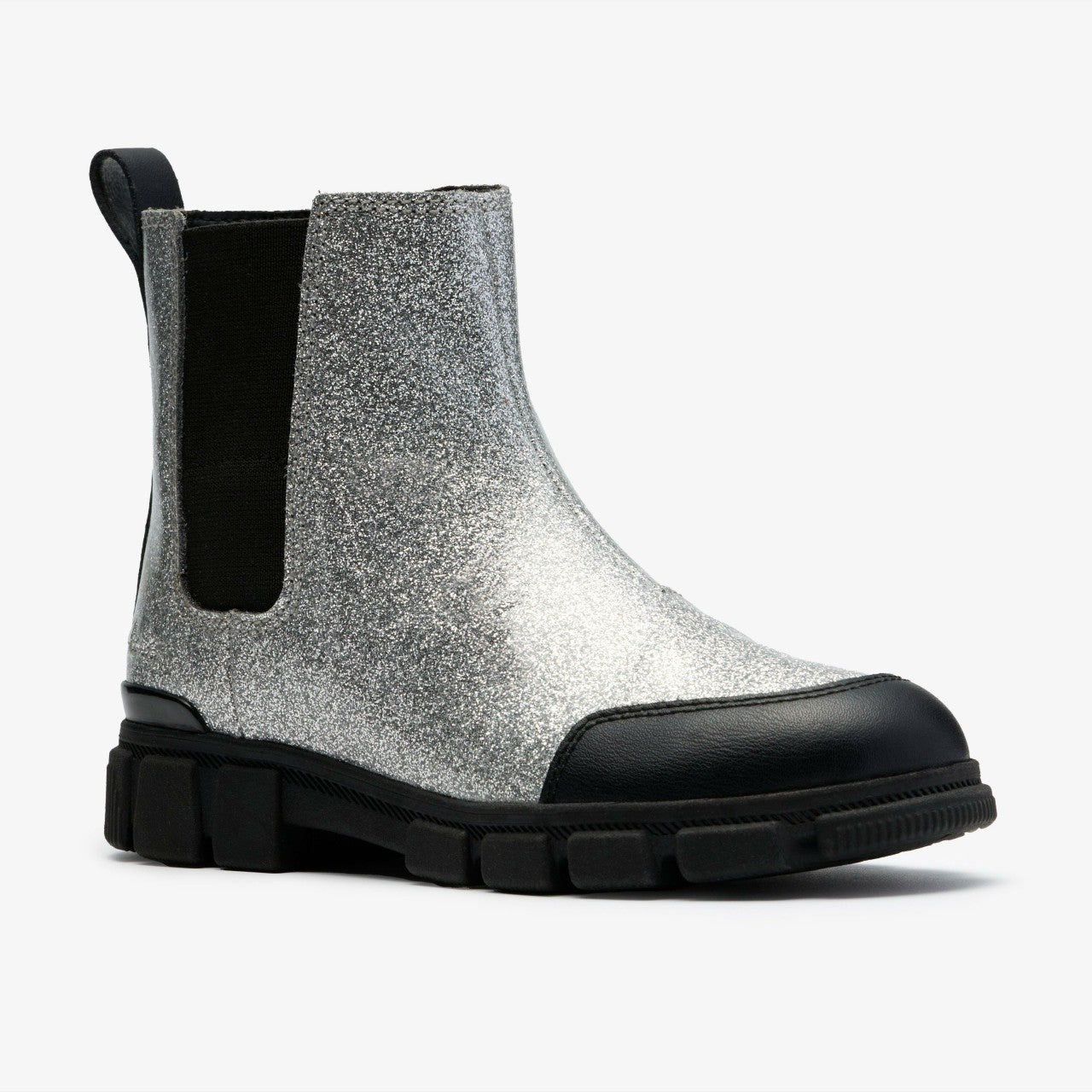 Evyn Chelsea Kid Silver Patent Clarks Kids