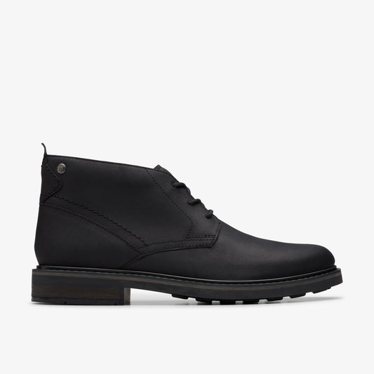 Newford Mid Black Leather Clarks Men