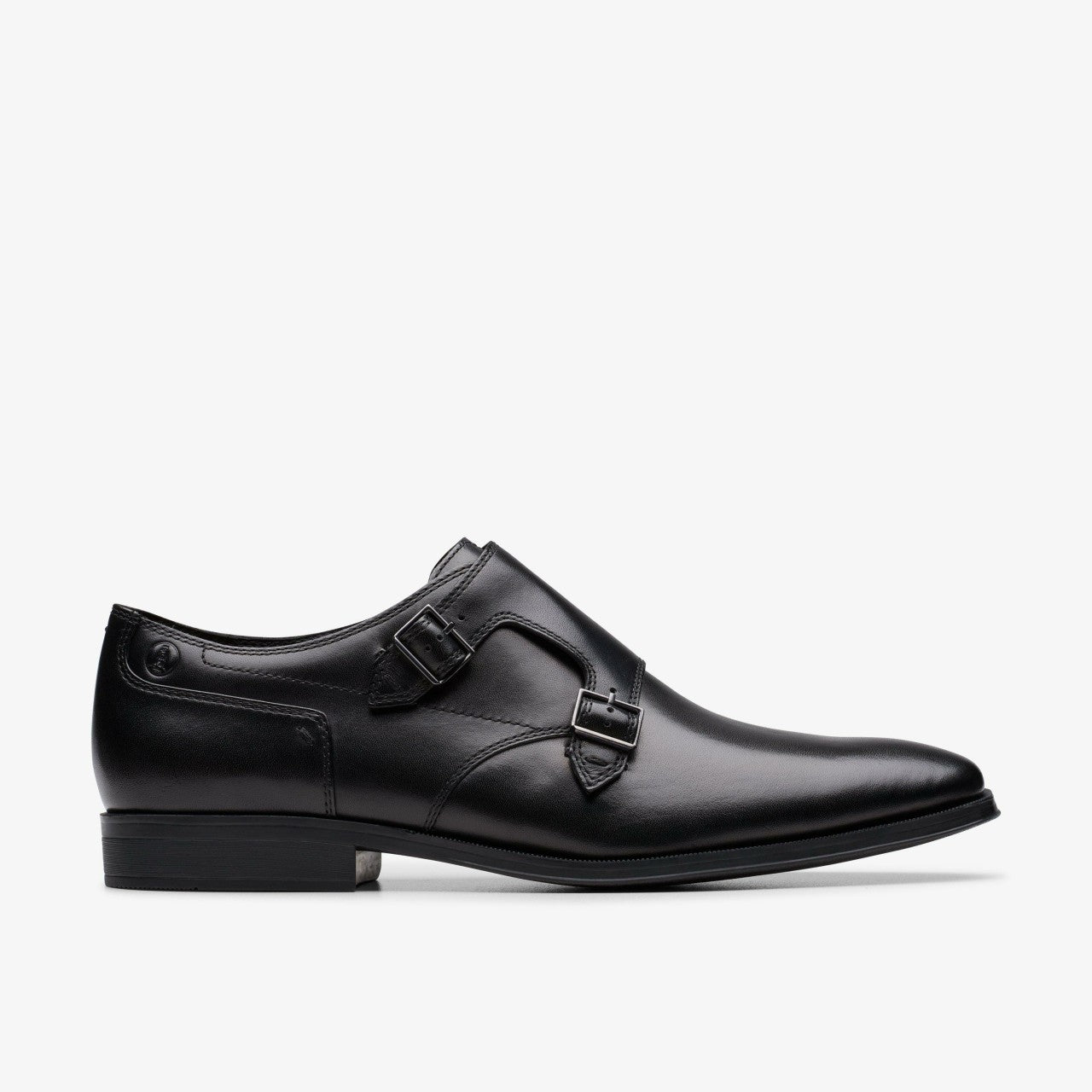 Paulton Monk Black Leather Clarks Men