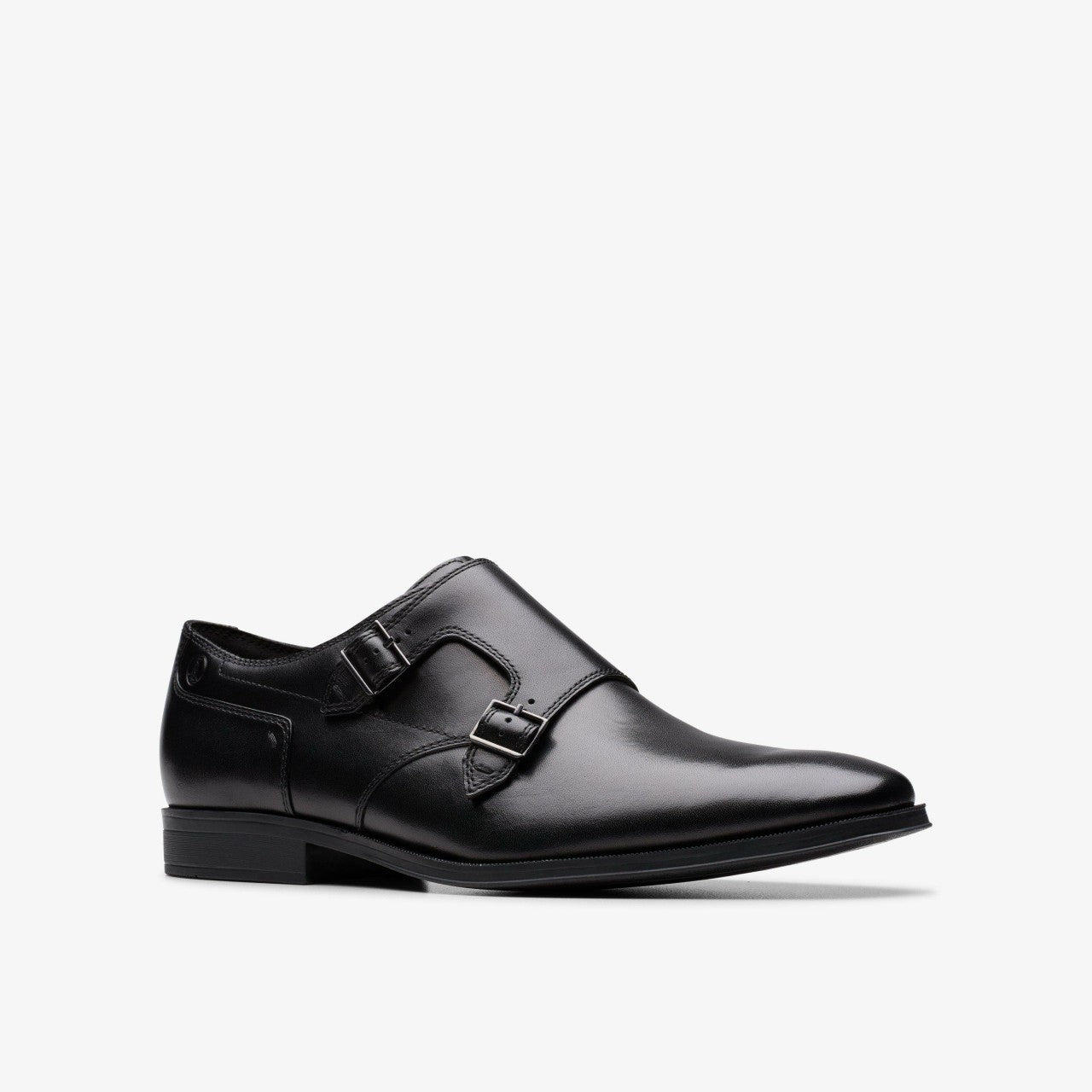 Paulton Monk Black Leather Clarks Men