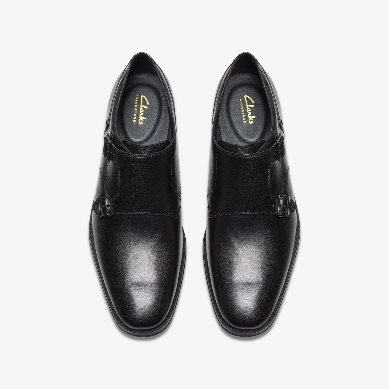 Paulton Monk Black Leather Clarks Men