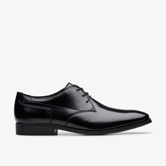 Paulton Lace Black Hi Shine Leather Clarks Men