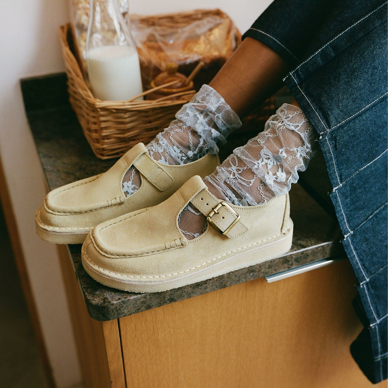 Nomad T Bar Maple Suede Clarks Women