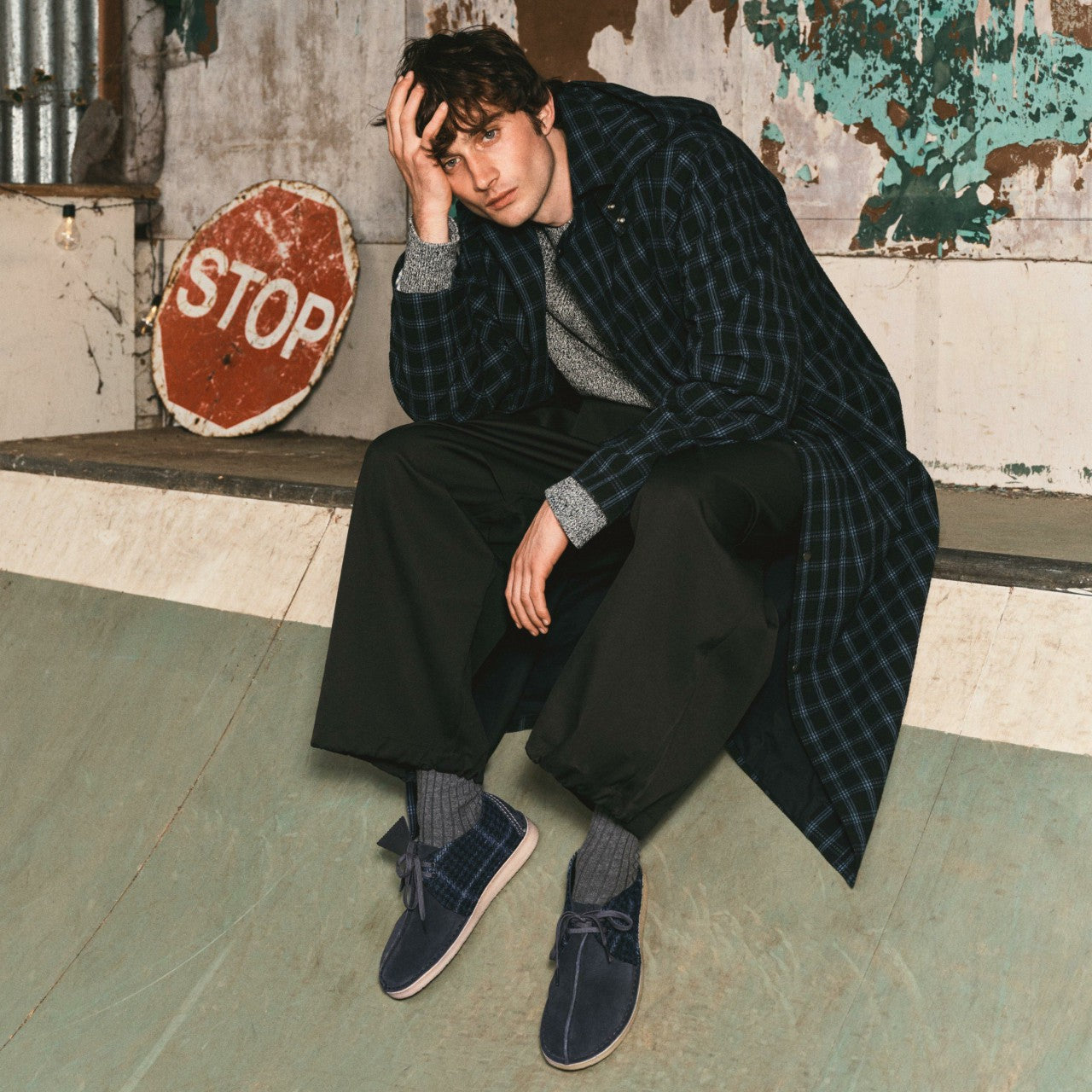 Desert Trek Navy Tweed Combination Clarks Men