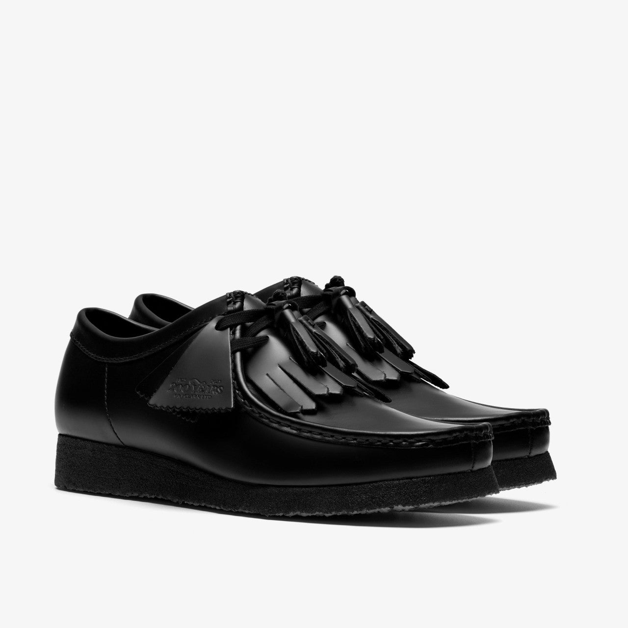 Wallabee Black Hi Shine Leather Clarks Men