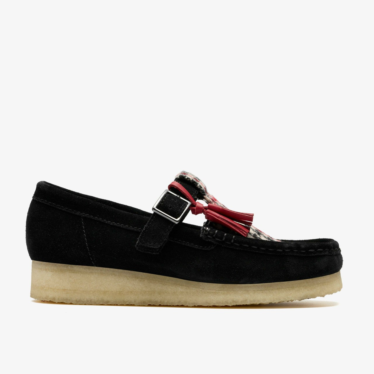 Wallabee T Bar Black Tweed Combination Clarks Women