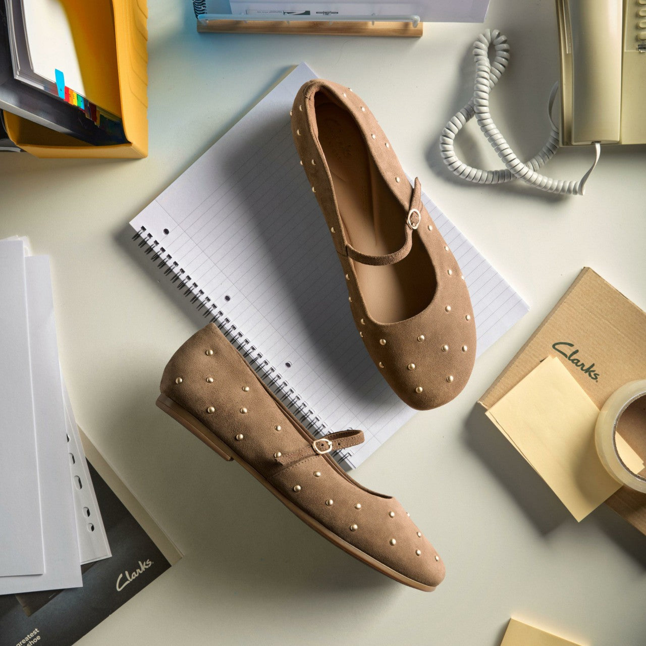 Livia Stud Walnut Suede Clarks Women