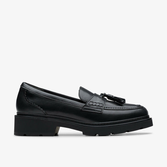 Lauryl Tassel Black Leather Clarks Women