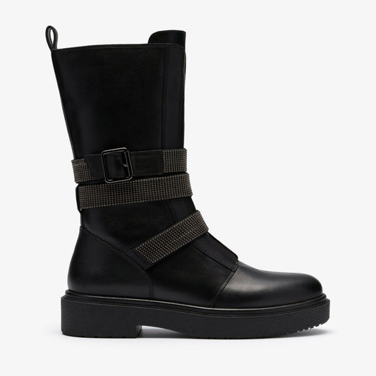Muster Chain Black Leather Clarks Women