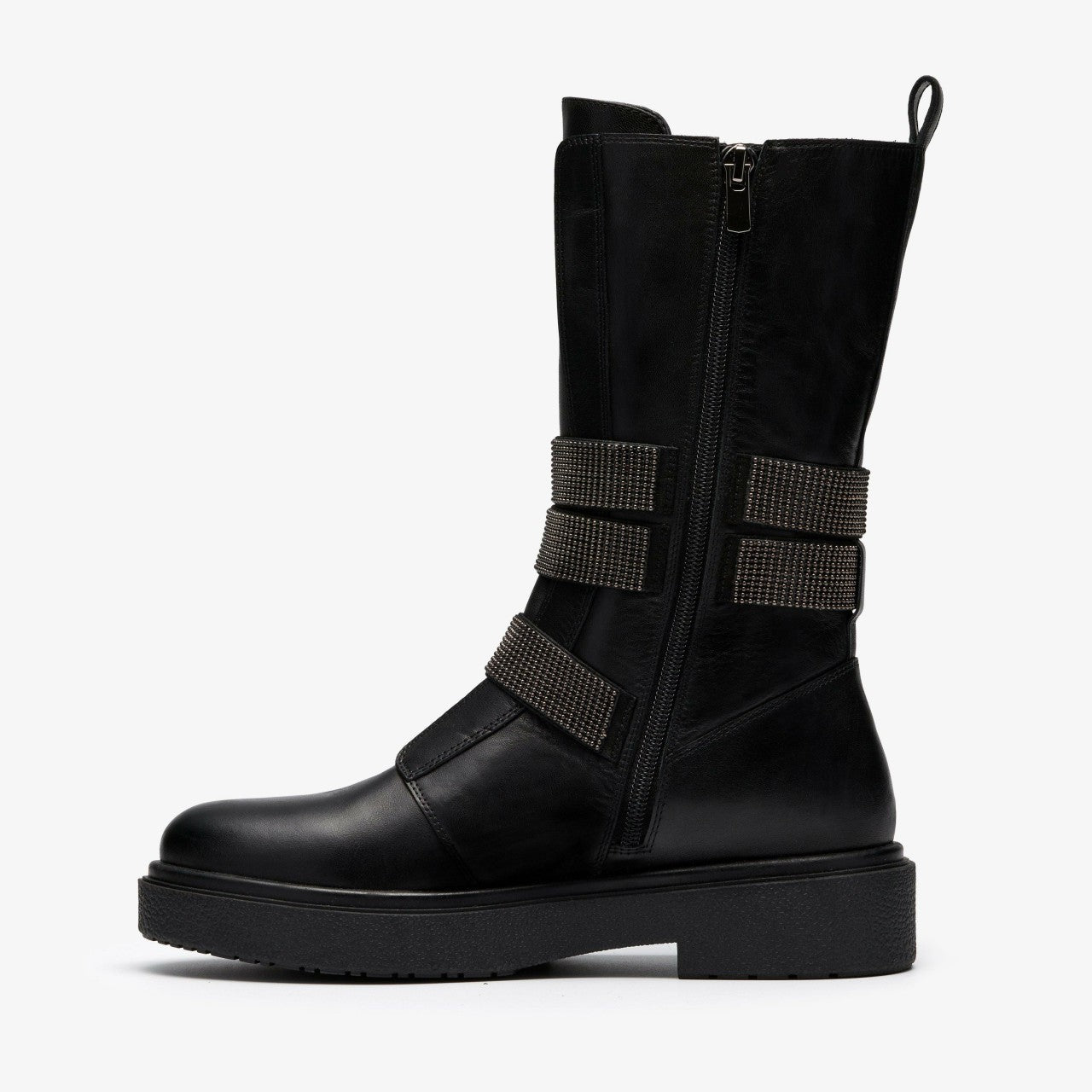 Muster Chain Black Leather Clarks Women