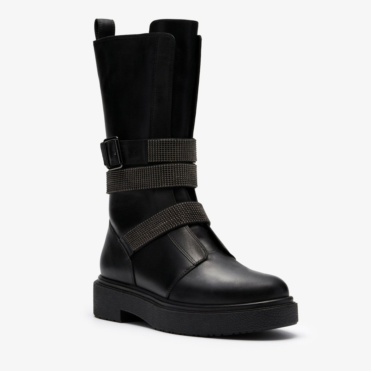 Muster Chain Black Leather Clarks Women