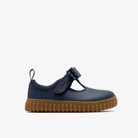 Cove Bow Toddler Navy Leather Clarks Kids