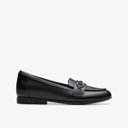 Finja Loafer Older Black Leather Clarks Kids
