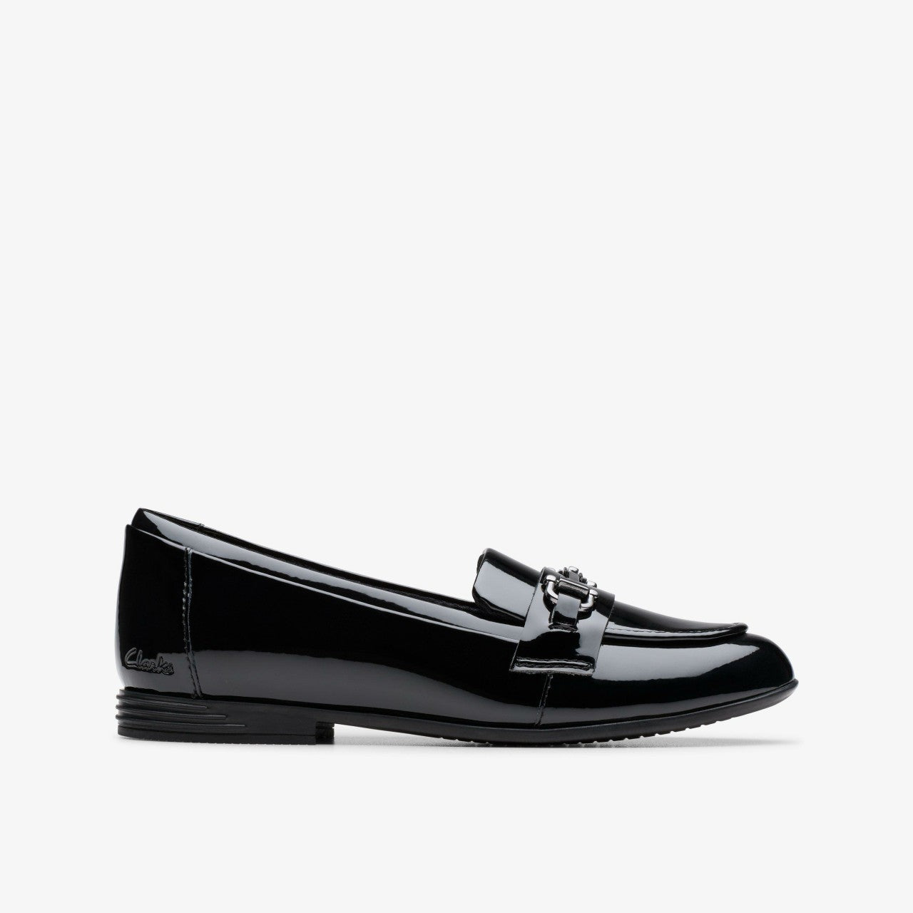 Finja Loafer Older Black Patent Clarks Kids