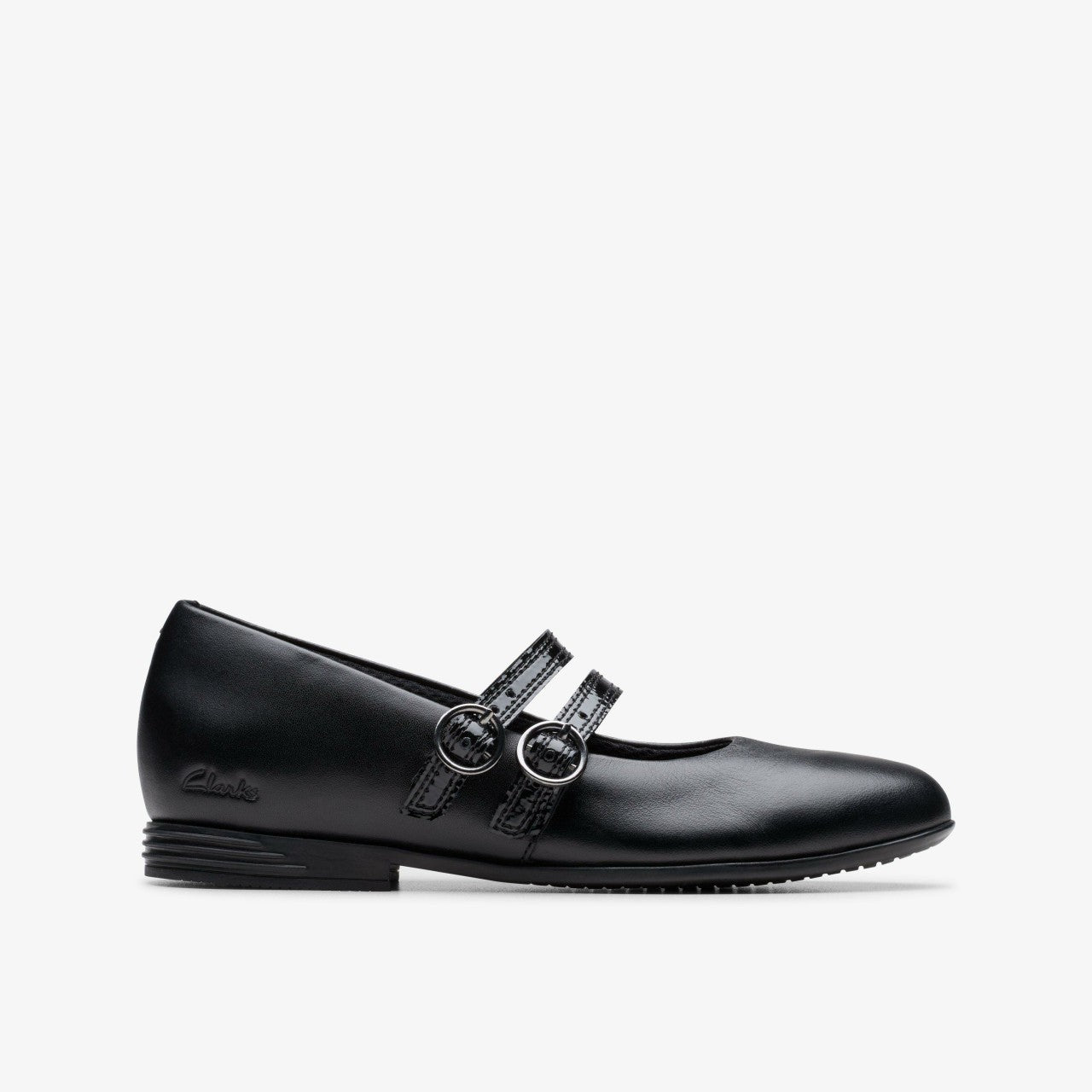 Finja Bar Older Black Leather Clarks Kids