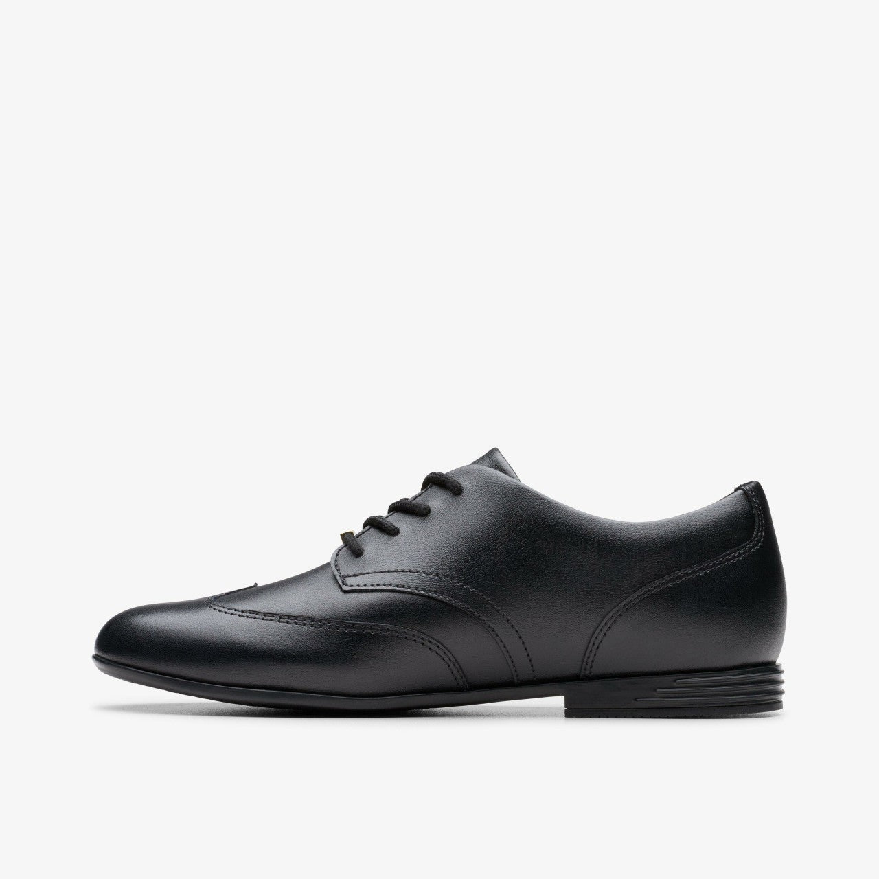 Finja Wing Youth Black Leather Clarks Kids