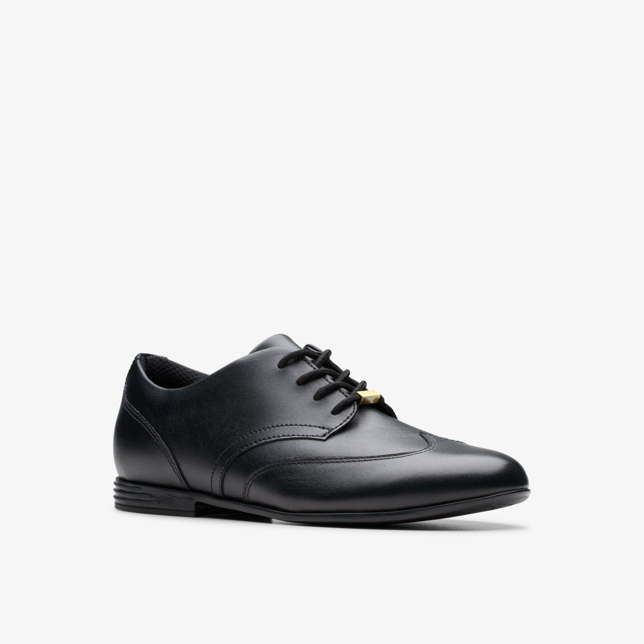 Finja Wing Youth Black Leather Clarks Kids