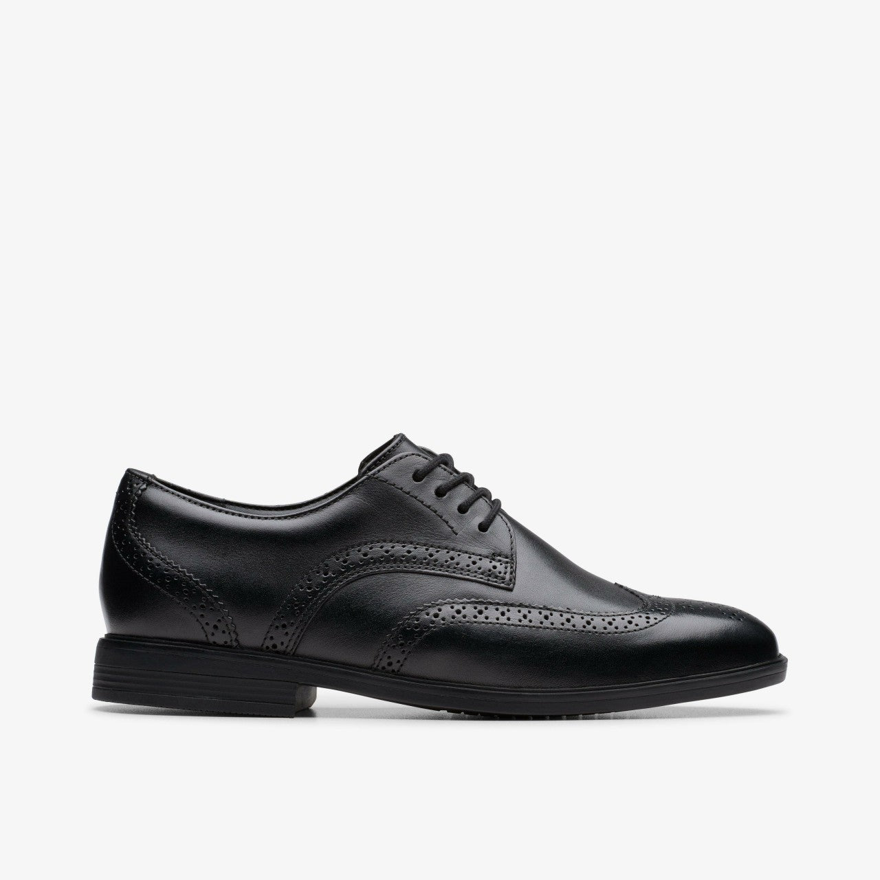 Jonwin Wing Youth Black Leather Clarks Kids