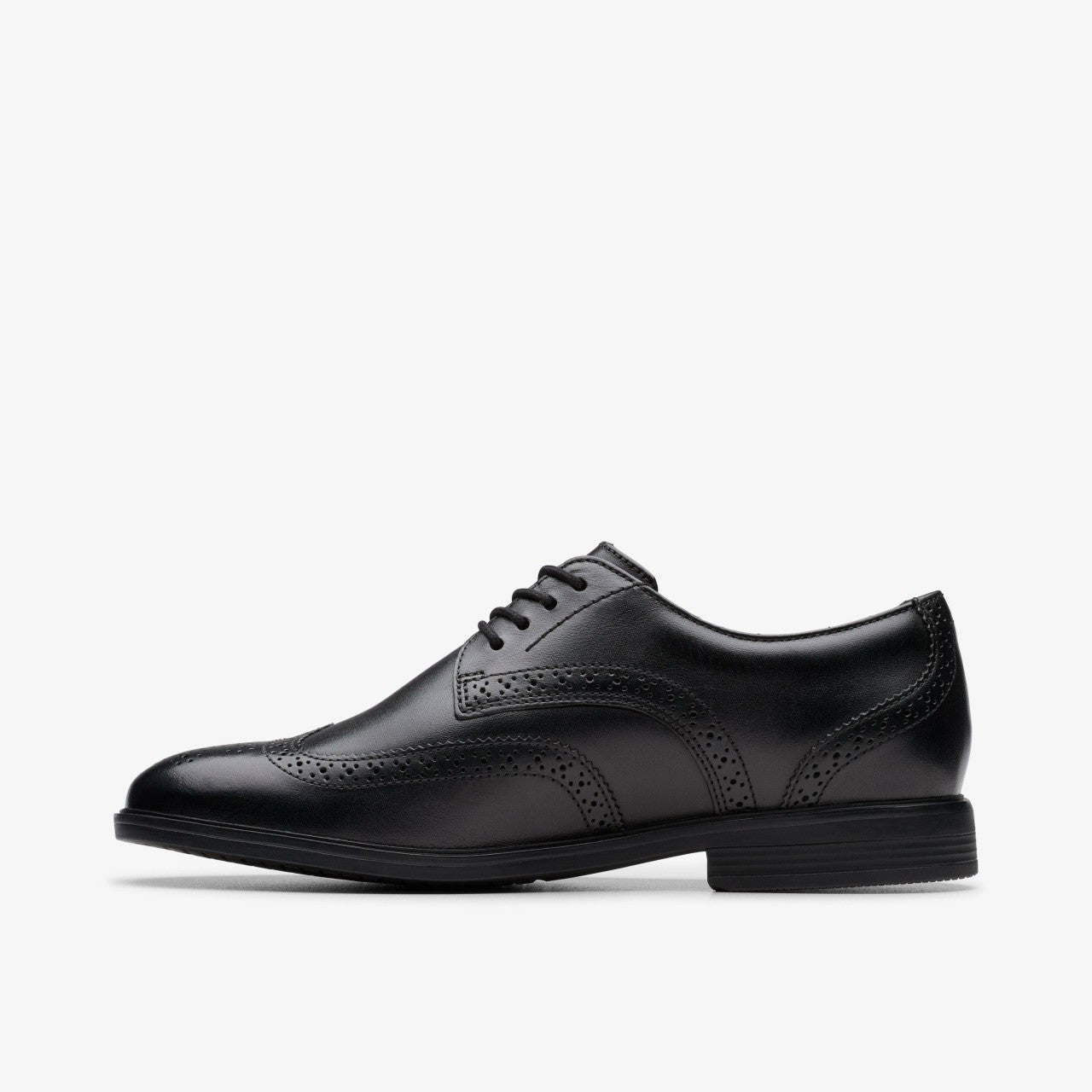 Jonwin Wing Youth Black Leather Clarks Kids